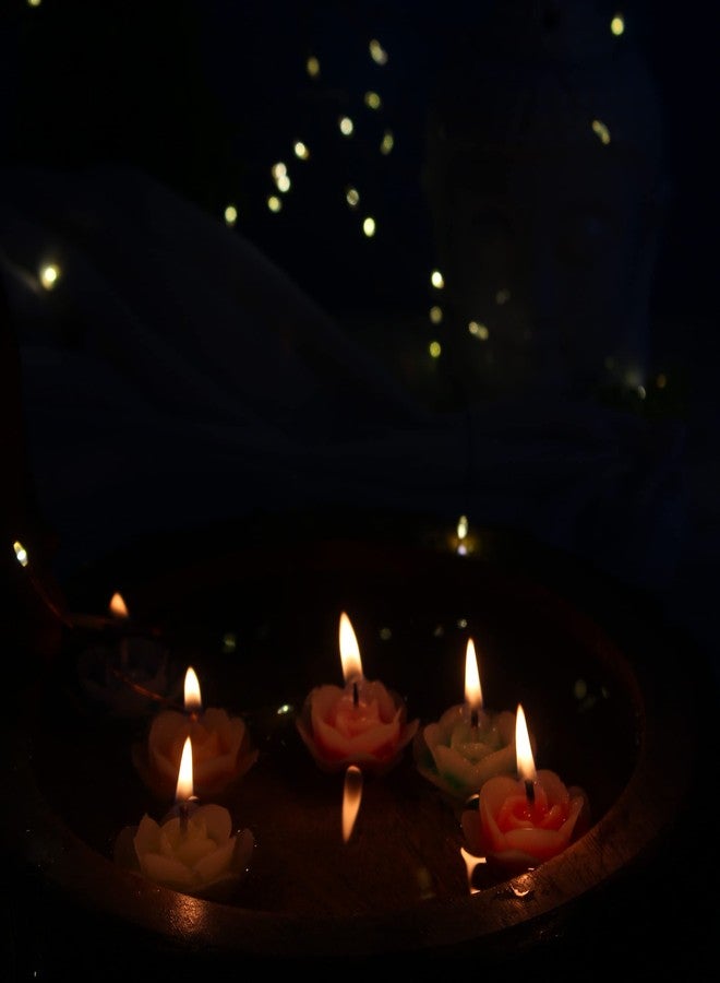 DECOVAA Floating Rose Flower Candle Multi Colour Smokeless Flower Shape Floating Wax Tealight Candles for Home Décor, Diwali (Pack of 12) - Image 5